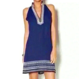 THML Navy Chana Embroidered Boho meets preppy comfy AIRY shift Dress size-XL